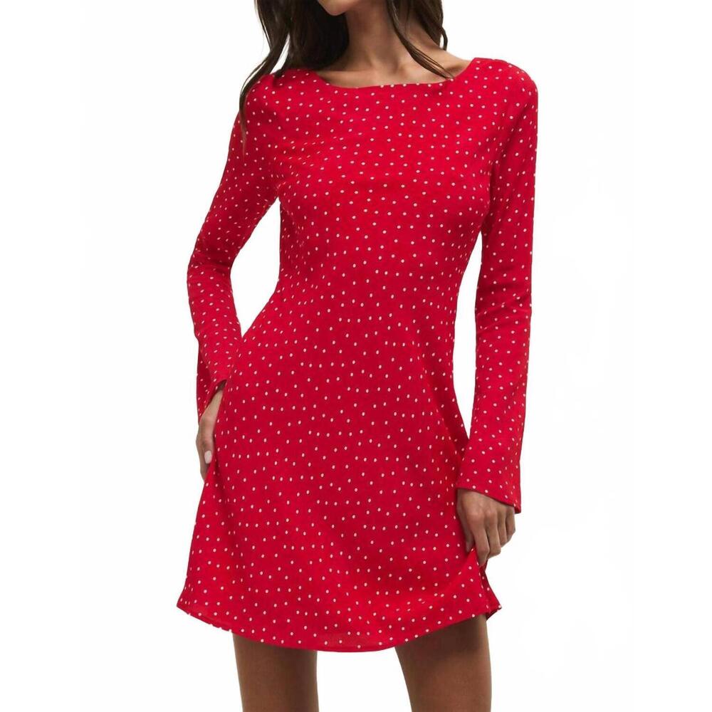 NEW Z SUPPLY campbell dot crepe mini dress in kiss me red